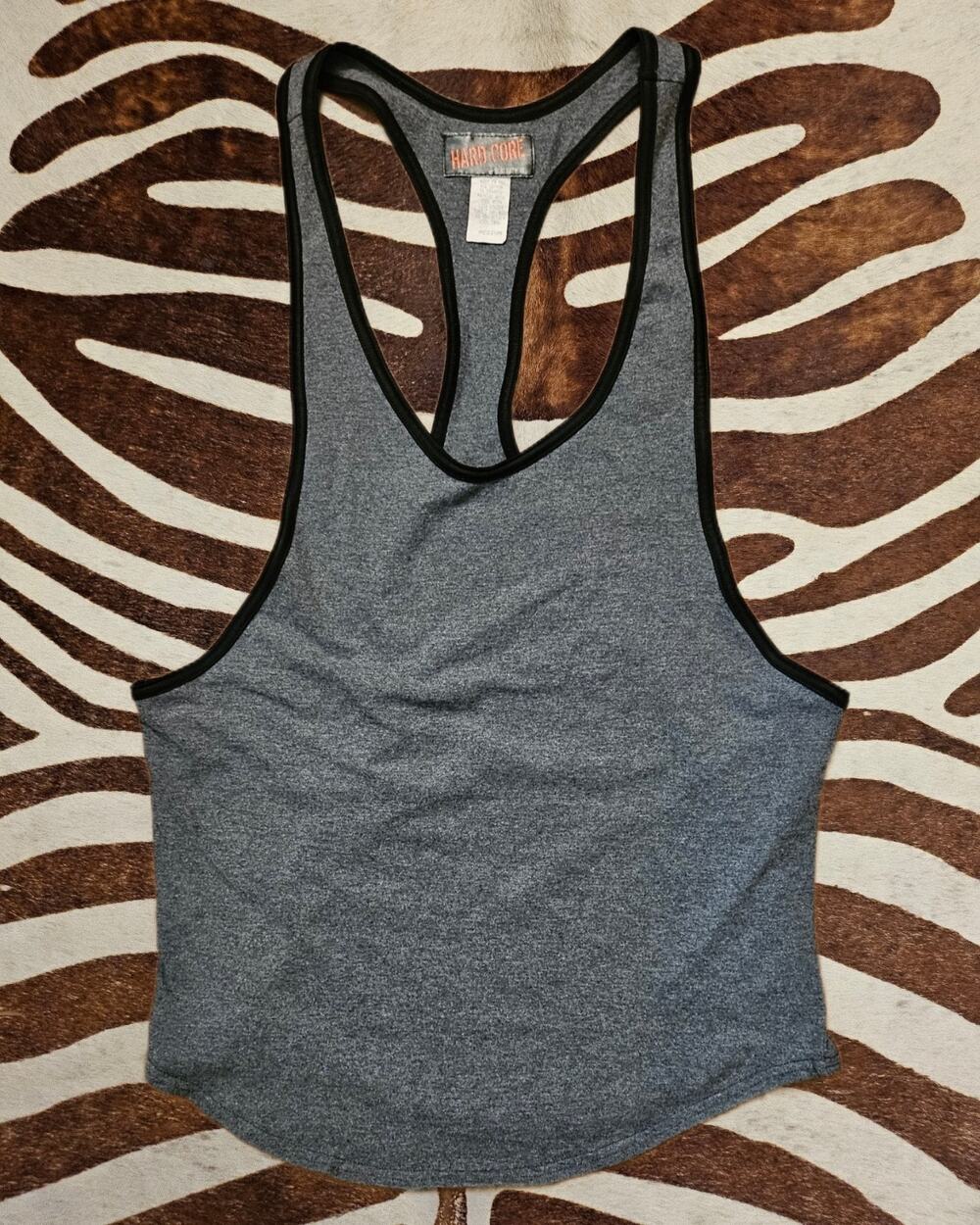 Vintage Hard Core by Go Software Gray Racer Back Singlet Tank Top Sz M Made USA